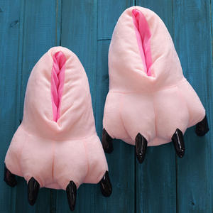 Hiver Animal Griffe Fuzzy Warm Indoor Floor Slippers Furry Paw home slippers Soft Dinosaur Claw Plush slippers - Product Image 2