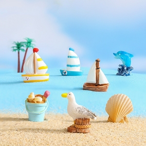 Serie personalizzabile Micro paesaggio oggetti artigianali in resina piccola spiaggia oceano ornamenti tavola da surf barca a vela Seashell modello decorativo - Product Image 1