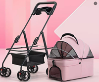 Poussette pliable en métal pour animaux de compagnie, pour chiens et chats, poussette pour chien et sac de transport pour chat