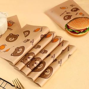 Customized Size Kraft Papertoast Packing Paper Fried Food Greaseproof Bread Paper <b>Wrap</b> for Sandwich - Product Image 3