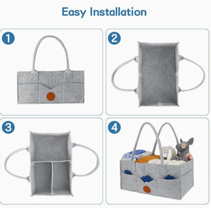 Organisateur de couches pour bébé en feutre durable, grande capacité, design léger, doublure en toile – Rangement pour couches pour nouveau-né, chambre de bébé et voiture - Product Image 4