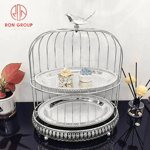 Elegance parti doğum günü tatlı masa tepsi kuş kafesi gıda ekran standı gümüş ve altın kafesi kek standı ikindi çayı için - Product Image 4