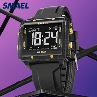 SMAEL 8128 Jam Tangan Digital Olahraga Pria dengan Layar Ganda, Alarm, Tahan Air 50m, Dilengkapi Stopwatch dan Tali Silikon.