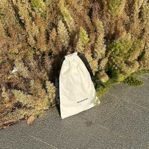 Low Price and Low Moq 100% Organic Cotton <b>Drawstring</b> Bag Eco-Friendly Dust-proof <b>Pouch</b> With Black Ribbon - Product Image 4