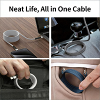 Câble USB 2.0 magnétique PD 60W durable, auto-enroulant, Type C vers C, avec gaine en nylon tressé pour une charge rapide et un rangement facile en voiture