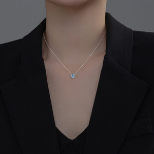 高品质简约设计S925纯银爱心吊坠项链女女孩D8849 - Product Image 4