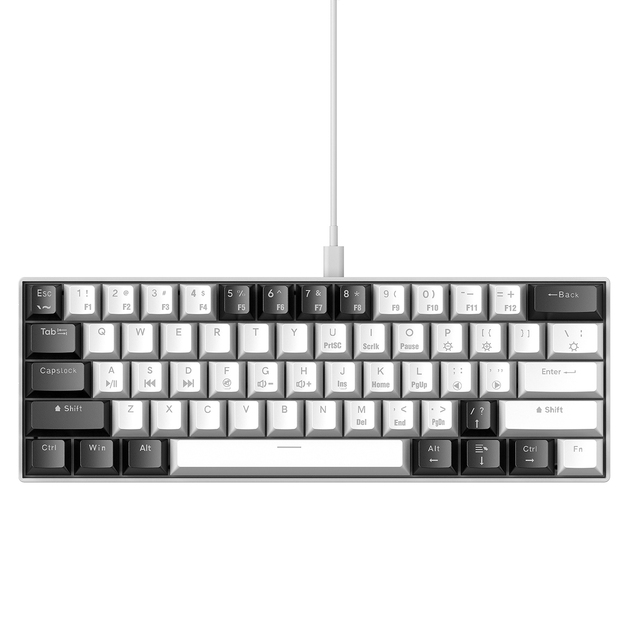 Ultra-Compact 61-Key LED Backlit Wired Gaming Keyboard 60% Tablet Laptop PC Computer Blue Switch Mini Mechanical Keyboard