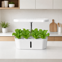 Système de jardinage hydroponique compact à LED pour intérieur avec minuterie automatique, pompe submersible et paniers en filet