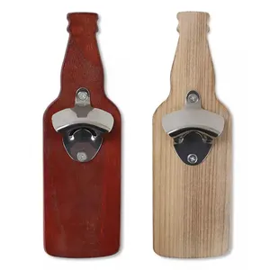 Pembuka Botol kayu pasang dinding, untuk pembuka botol bir dua warna Stainless Steel Logo disesuaikan