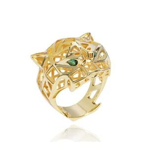 кольцо для женщин плотная Suppliers-Модное популярное позолоченное мужское и женское кольцо на палец в форме головы тигра и животного, простые кольца