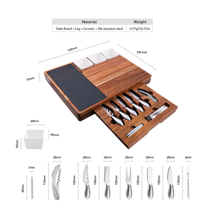 Biểu Tượng Tùy Chỉnh Slate Trượt Trong Ngăn Kéo Pho Mát Hội Đồng Quản Trị Bộ Slate Charcuterie Board Set Với Pho Mát Dao Bộ - Product Image 6
