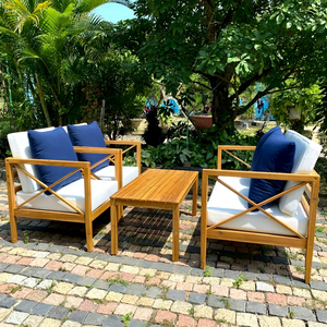 Modern Wooden Garden Sofa <b>Set</b> 2023 Outdoor Dining Furniture for Apartment Villa Living Room Courtyard Warehouse Hotel Home - Product Image 1