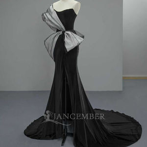 Vestidos de Fiesta de Noche Jancember SFY340, Estilo Sirena, Abertura Lateral, Color Negro Terciopelo - Product Image 2