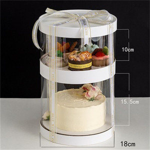 Tiệc Sinh Nhật Hộp Bánh <span class=keywords><strong>Cupcake</strong></span> Hai Lớp Màu Trắng Hộp Bánh Trong Suốt Sang Trọng Cho Thú Cưng Có Ruy Băng Lụa - Product Image 3