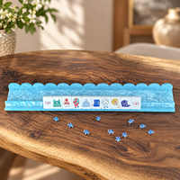 Ensemble de supports et poussoirs de mahjong en acrylique à motif coquillage, supports de tuiles de mahjong à bord ondulé festonné de 20 pouces pour le jeu de mahjong américain