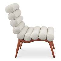 Fauteuil lounge moderne en tissu bouclé avec base en bois massif pour hall d'hôtel