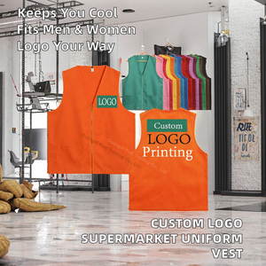 Chaleco de Uniforme para Supermercado, Impresión de Logotipo Personalizado, Transpirable, Ligero, de Poliéster, Unisex, de Alta Calidad, Estilo Formal - Product Image 2