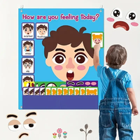Tableau d'apprentissage interactif coloré sur le thème des émotions, jouet en feutre pour la chambre des tout-petits ou les fournitures de bureau scolaire