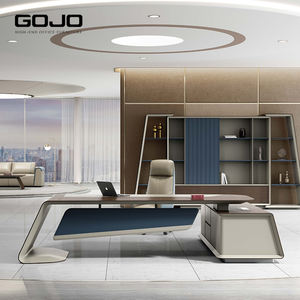 Meubles de bureau de direction de luxe modernes Bureau de direction en forme de L durable en bois - Product Image 1