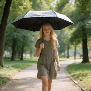 ร่มกันแดดกันฝนขนาดกะทัดรัด 6 ซี่โครง น้ำหนักเบาพิเศษ พร้อมหัวล็อคแบบสะดวกสบาย โครงสร้างไทเทเนียมสีเงิน - Product Image 3