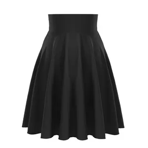 Falda larga hasta la rodilla para mujer, falda tipo paraguas, de cintura alta, color negro, blanco, verde, rosa, liso, para verano, VD3220