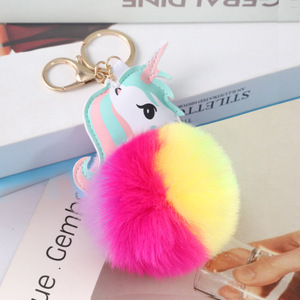 Stock promotionnel de haute qualité <span class=keywords><strong>porte</strong></span>-clés en peluche <span class=keywords><strong>licorne</strong></span> drôle <span class=keywords><strong>porte</strong></span>-clés de voiture en forme de boule souple avec <span class=keywords><strong>pompon</strong></span> animal mignon - Product Image 4