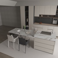 Meuble buffet KOWOD moderne et personnalisable en contreplaqué écologique de qualité E0/E1, design îlot, éclairage LED, multiprise intégrée