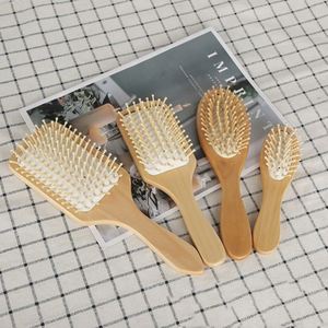 Brosse à cheveux démêlante et massante en bois écologique avec coussin d'air, personnalisable avec logo, pour hommes et femmes - Product Image 3