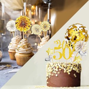 Set <span class=keywords><strong>de</strong></span> Adornos para <span class=keywords><strong>Pastel</strong></span> <span class=keywords><strong>de</strong></span> <span class=keywords><strong>18</strong></span>.º Aniversario para Niños y Niñas, 20 Piezas, Decoraciones <span class=keywords><strong>de</strong></span> <span class=keywords><strong>Pastel</strong></span> Ecológicas con Brillo Dorado, Velas - Product Image 4