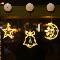 Lumières de Noël à LED à piles avec ventouses, en forme de rennes, de Père Noël et de cloches, pour décorer les fenêtres, les murs et les jardins.
