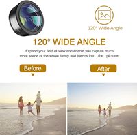 Kit d'objectif de caméra de téléphone 3-en-1 amélioré 198 ° Fisheye + Macro + 120 ° Grand Angle Clip-on pour Samsung Android iphone Smartphones