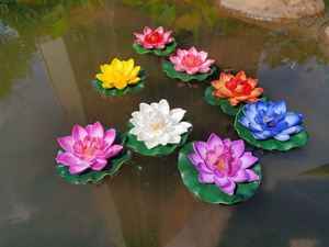 Décoration de piscine en gros, fleurs de Lotus artificielles de lys d'eau <span class=keywords><strong>blanche</strong></span> de 10cm - Product Image 3