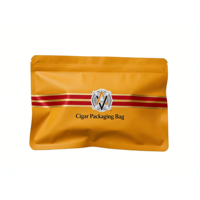 Sacs d'emballage pour cigares en nylon/PE avec fermeture éclair latérale, impression en gravure personnalisée, résistants à l'humidité, motif de feuilles de tabac, givrés, pour aliments