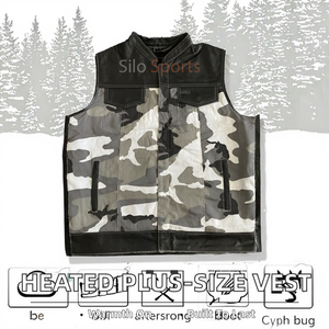 Chaleco Vaquero de Cuero para Hombre, Tallas Grandes, Más Vendido, Bolsillos Delanteros, Color Sólido, Sin Mangas, MOQ Bajo, Invierno, Calefactable, Transpirable - Product Image 1