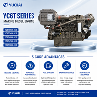 Moteur diesel marin robuste Yuchai série YC6T 1800 tr/min 1500 tr/min 1200 tr/min pour bateaux de pêche et navires de transport de marchandises