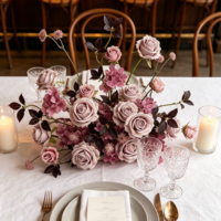 Fleurs artificielles Real Touch couleur bordeaux pour centre de table de mariage, table de desserts, décoration événementielle personnalisée, pack en gros