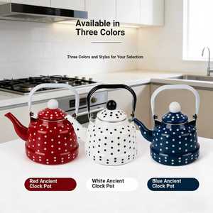 Beautiful Classic Bloom Enamel <strong>Kettle</strong> 2.5L with Induction Bottom Works <strong>on</strong> All Stovetop <strong>Hobs</strong> - Product Image 1