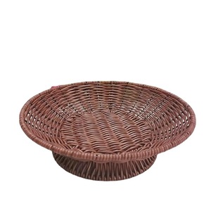 Round Rattan Woven Fruit <b>Basket</b> High Footed Disc Handmade <b>Storage</b> For Living Room Dried Fruit Chinese Style Platter - Product Image 4