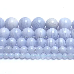 Good Quality Semi Precious Round Natural Blue Lace Agate Beads for DIY Jewelry Making 4mm 6mm 8mm 10mm