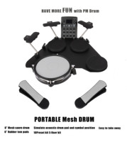 Ensemble de batterie numérique portable 8 "caisse claire en maille simulant le coussin de batterie acoustique et la position de la cymbale avec des coussinets Tom en caoutchouc Meideal OEM