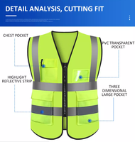 Пользовательские Hi Vis ANSI класс 2 многокарманный защитный жилет с индивидуальным логотипом Водонепроницаемые Светоотражающие Полоски для строительной спецодежды