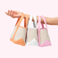 Petit sac à main en coton Hobo de qualité supérieure Mini sac fourre-tout en toile avec poignée en cuir PU