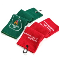 Serviette de golf gaufrée personnalisée en microfibre avec broderie, avec mousqueton, pour le nettoyage des clubs de golf, souvenir de tournoi, cadeau, vente en gros