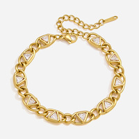 Bracelet chaîne ajustable plaqué or PVD, avec breloque géométrique délicate, bijou minimaliste pour superposition, pour filles