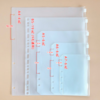 Carnet à spirales A5 avec fermeture éclair givrée, en PVC transparent, plastique auto-scellant, organisateur/planificateur à feuilles mobiles en PP