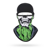 Cagoule unisexe respirante en Spandex/Polyester avec motif crâne imprimé par transfert thermique, cache-cou pour la moto et les activités de plein air