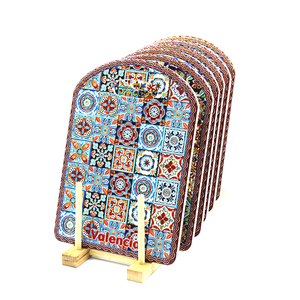 Napperons <span class=keywords><strong>de</strong></span> table à motif <span class=keywords><strong>de</strong></span> carreaux bohèmes <span class=keywords><strong>de</strong></span> Valence, <span class=keywords><strong>tapis</strong></span> <span class=keywords><strong>de</strong></span> <span class=keywords><strong>cuisine</strong></span> antidérapants, sous-plats décoratifs <span class=keywords><strong>de</strong></span> style ethnique espagnol - Product Image 1