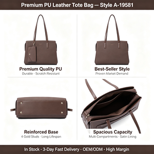Sac fourre-tout pour femmes en cuir PU, grand sac de transport, vente en gros B2B, MISSALITA - Product Image 4