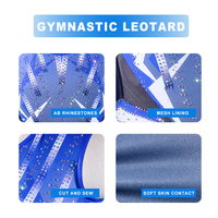 Leotard senam wanita custom sublimasi ringan dengan hiasan kristal untuk figure skating, senam ritmik, dan akrobatik