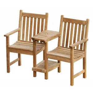 Sedie da giardino in legno panca Love Seat 2 posti in legno Rish Love Seat includono rack tavolo da giardino esterno panca mobili